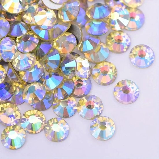 BamBella® Strass adhésifs - 1440 pièces - SS16 - Strass AB jaune or paillettes nail art décorer vêtements