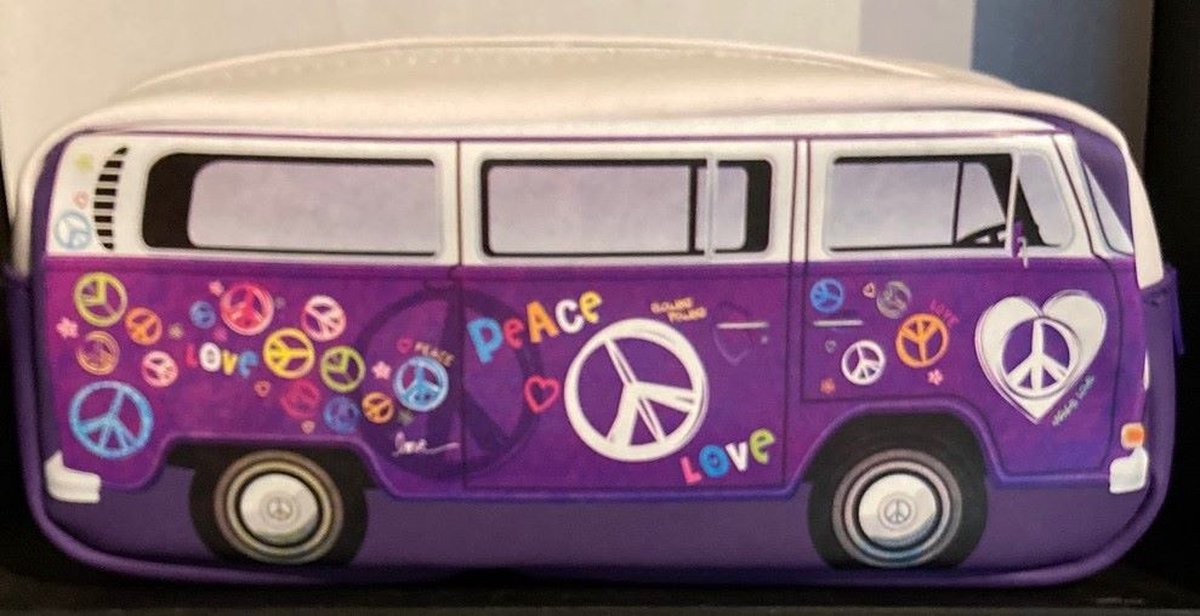 Viquel - pennenzak VW 'peace' - paars/wit - 21 x 8 x 6 cm