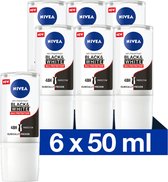 NIVEA Black & White Max Protection Anti-Transpirant Roller - Geen gele vlekken - Voor zwarte en witte kleding - Werkt 48 uur - 6 x 50 ml - Voordeel verpakking