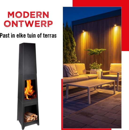 BBQ Collection Tuinhaard - Terrashaard 36 x 36 x 150 cm - Buitenhaard voor Brandhout - Terraskachel met As-Opvangbak en Houtopslag - Houtkachel voor Tuin en Terras - Carbon Staal BBQ Collection Tuinhaard - Terrashaard 36 x 36 x 150 cm - Buitenhaard voor Brandhout - Terraskachel met As-Opvangbak en Houtopslag - Houtkachel voor Tuin en Terras - Carbon Staal