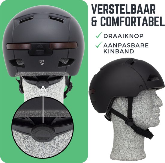 Speed pedelec helm Zwart met vizier en verlichting - 4 in 1 - 2 Vizieren - NTA 8776 - Maat L 58-61 cm - Snorscooter helm - Snorfiets Helm blauw kenteken - Fatbike helm van Merkloos — afbeelding 3