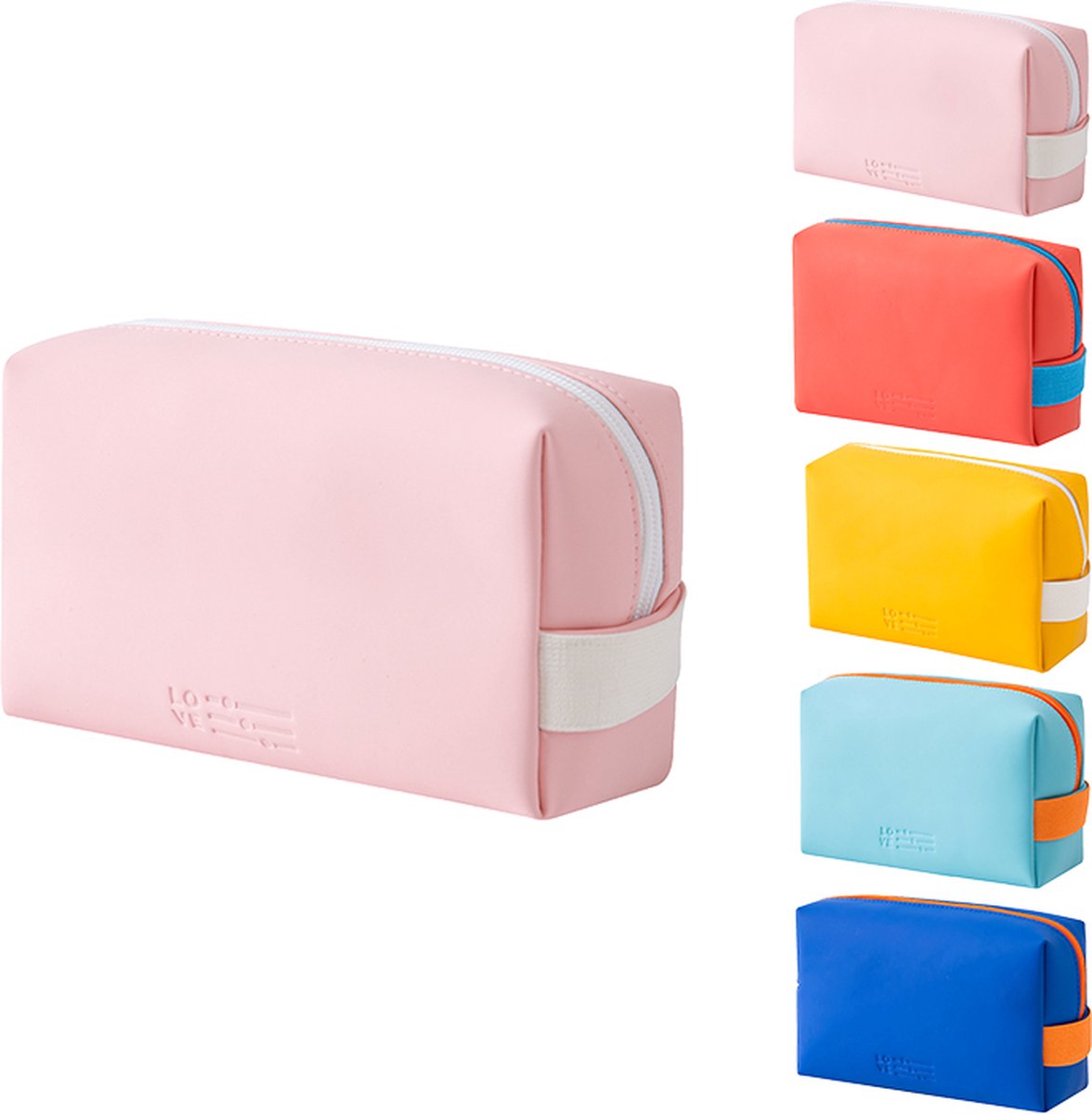 Toilettas Snoepstijl - Draagbare reismake-up organizertas - PU leer - Waterdichte - Cosmetische organisator - Dames toilettas reis cosmetische tas - Reistoilettas met ritssluiting - Roze
