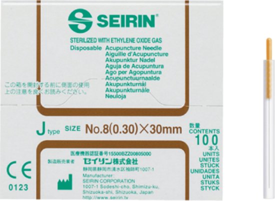 Foto: Seirin j type no 5 0 25 x 30 mm voor dry needling en acupunctuur