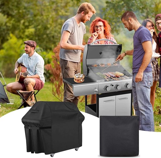 Grillman Barbecue afdekhoes, gasgrill, barbecuehoes, regendicht, BBQ- afdekking, beschermhoes, kap, stofdicht, grillbescherming, 147 x 61 x 122 cm, zwart