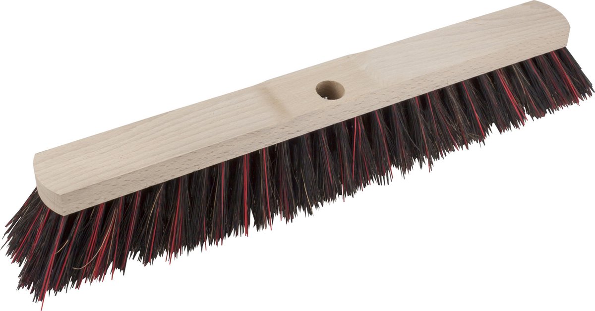Goedkoopste Buemag Bezemkop - Arenga/Elaston mix - zwart/rood - hard - hout - 50 cm - straatbezem/buitenbezem - bezem