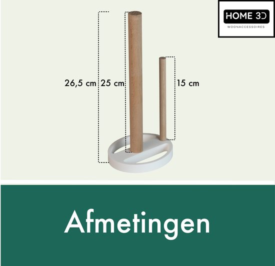 Home 3D - Porte-rouleau essuie-tout Wit - 25cm debout - Durable