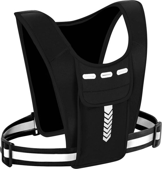 Gilet de cyclisme réfléchissant Taille réglable Espaces de rangement Zwart