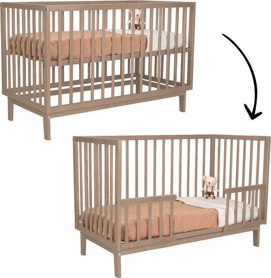 Novi at Home Lauren Doorgroeiledikant - Babybedje 60x120 cm - Taupe - Baby bed met verstelbaar bodem