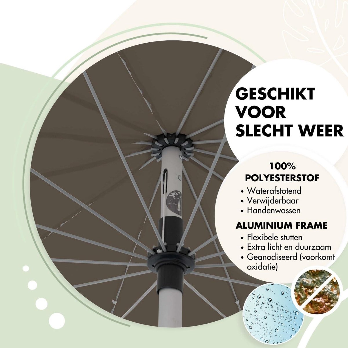Ronde opvouwbare parasol, aluminium zwengelparasol met regenbestendig dak, Oosterse look, UV-bescherming 50+.
