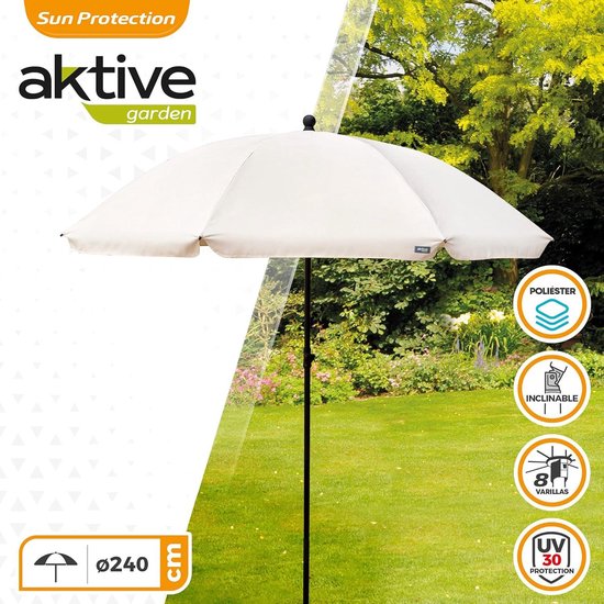 Aktive 62215 opvouwbare strandparasol 200 cm blauw met UV-beschermingsfilter 50, mast 28-32 mm, incl. draagtas