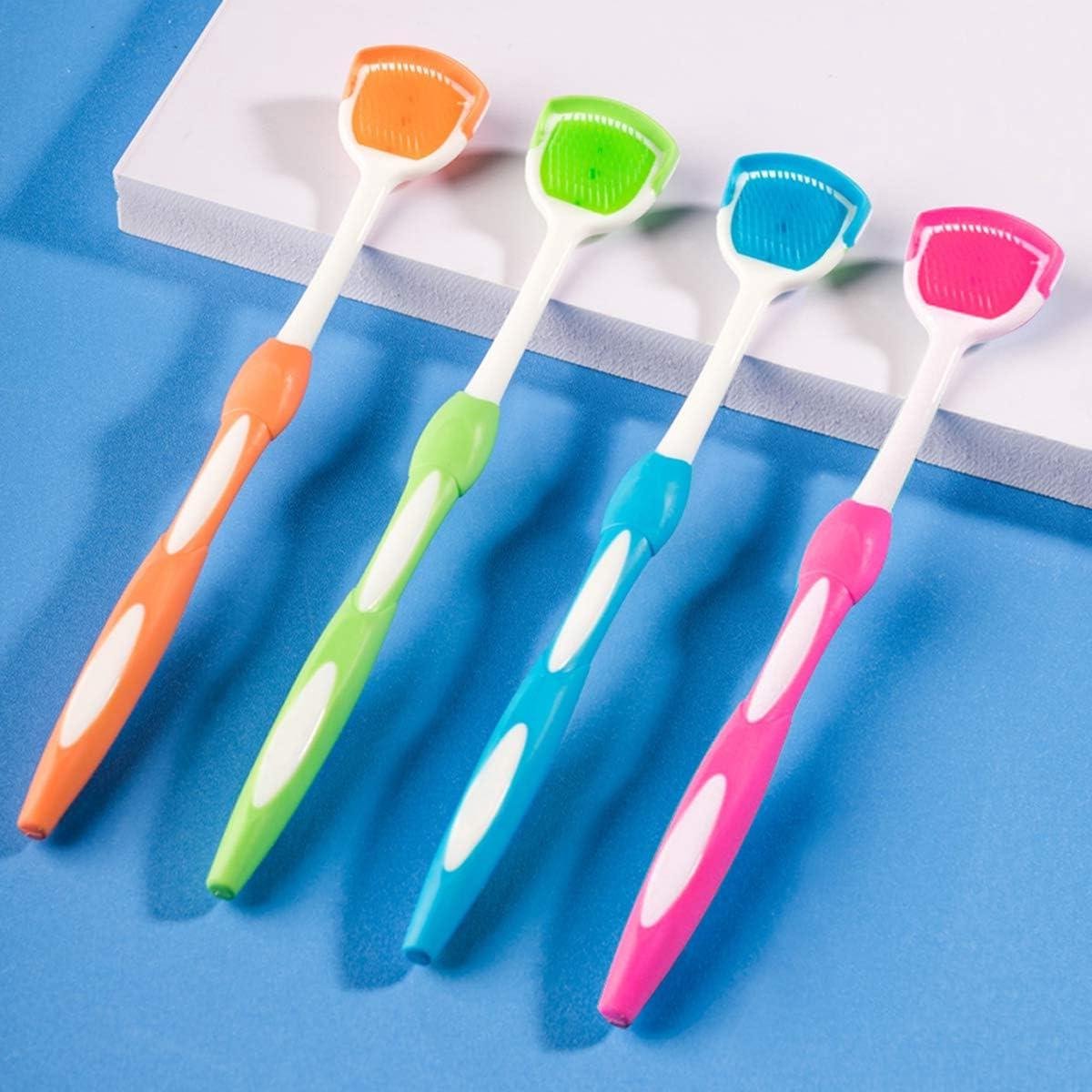 Tongschraper voor slechte adem dubbel pak (blauw groen oranje rood) Tongschraper