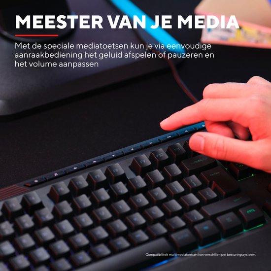 Trust GXT836 Evocx - Clavier Gaming avec Siècle des Lumières - Repose-poignets - Touches multimédia - Qwerty US - Zwart