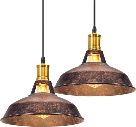 Vintage Hanglamp STOEX En – Set Van 2, Industriële Kooi Design, Diamant Vorm, E27, Verstelbaar Koord 100 Cm (Roze) Vintage Hanglampen Industriële Stijl