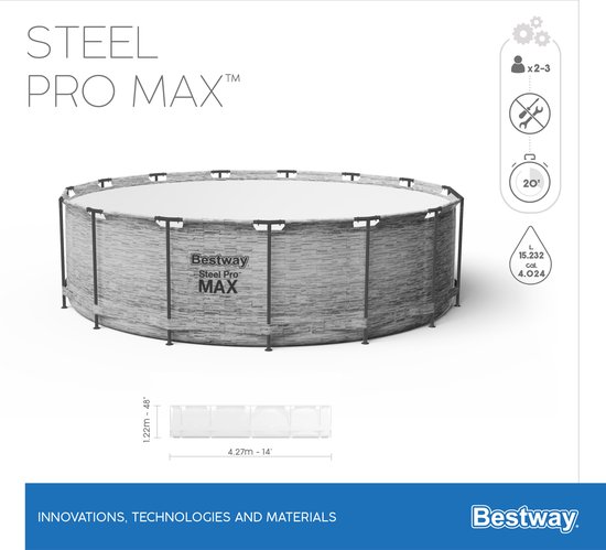 Bestway piscine acier pro max set bande de pierre ronde 427