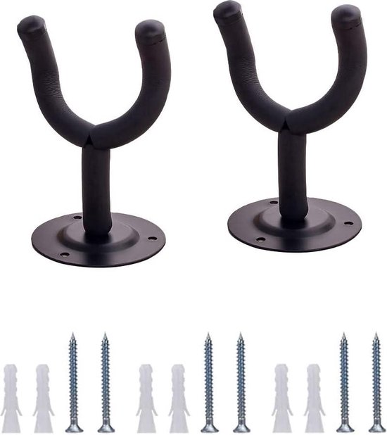 Sound Harbor Gitaar Wall Mount Hanger 3 Pack Haak Zwart Metalen Houder Voor Akoestische Elektrische Bas Ukulele Banjo Mandoline 1627836019