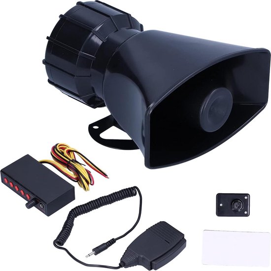 Auto Alarm Hoorn (12 V 100 W 125DB Auto Hoorn Megafoon 5-Sound Emergency Waarschuwing Alarm Brand Sirene Vervanging voor Auto Motorfiets