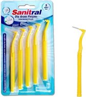 Sanitral hoek interdentale ragers (0,7 mm - maat S), schuine tandborstel voor het reinigen van tanden - uitstekende toegang tussen de tanden - geel (3 x 5 stuks) 15 stuks