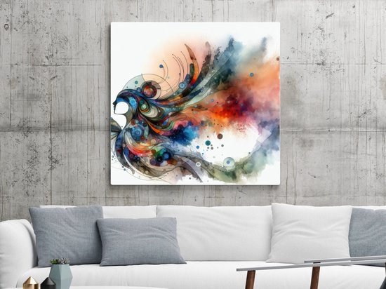 Modern aquarel schilderij | Aquatique Resonance: Exuberant Watercolors in Contemporary Artistic Expression | Kunst - 40x40 centimeter op Canvas | Foto op Canvas
