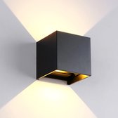 Kibus Vierkante LED Wandlamp - 10x10cm - Waterdicht - 12W - Schijn hoek instelbaar - Aanpassen - Buiten - Binnen - Overkapping - Zwart