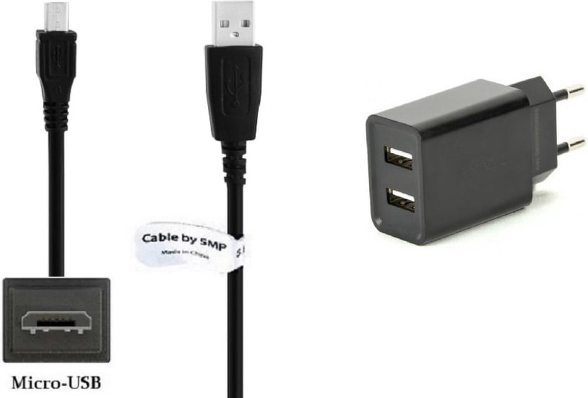 OneOne 2.1A lader met 2 poorten + 1,8m Micro USB kabel. Oplader adapter past op Kobo (Rakuten) eReader Mini, ARC 7, ARC 7HD, ARC 10HD, Aura 1, Aura HD, Aura H2O, Aura One (Niet voor Kobo model Wifi)