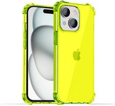 Smartphonica Telefoonhoesje geschikt voor iPhone 15 - Transparant Shockproof siliconen Hoesje met Stootrand – Neon Geel geschikt voor iPhone 15