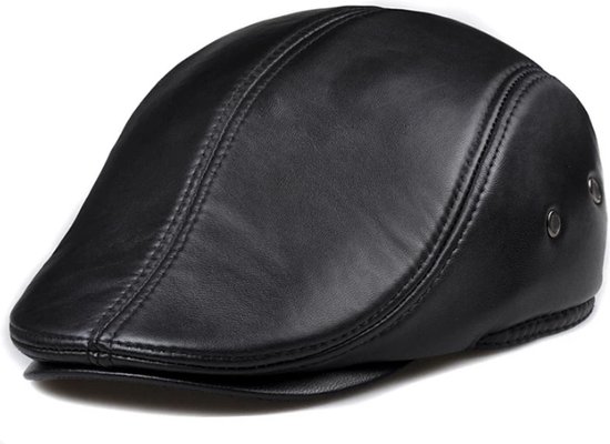 LIERYS Gevoerde Heren Flatcap Leer Made in Italy Herencap