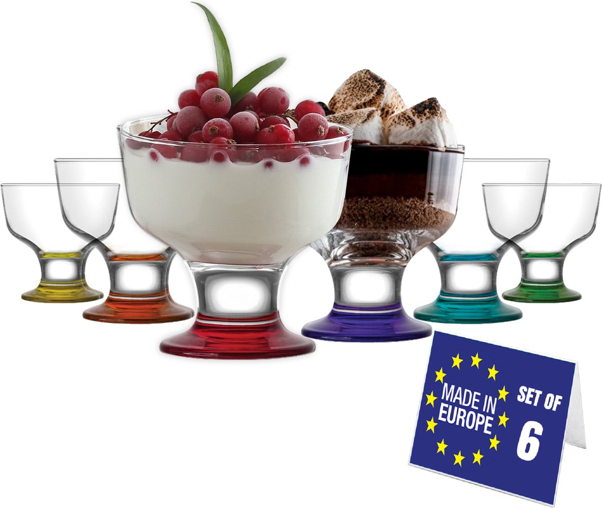 LAV Destina Ijsglazen Kristalglas, 6 x 285ml, dessert-ijs glazen schaal