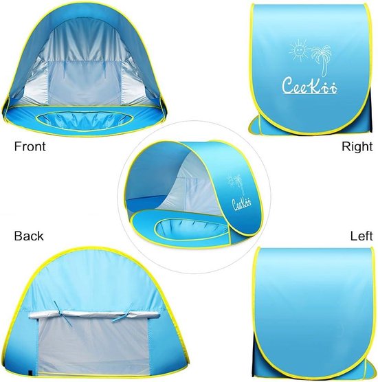 Pop-up strandtent met mini-zwembad en UV-bescherming voor baby's