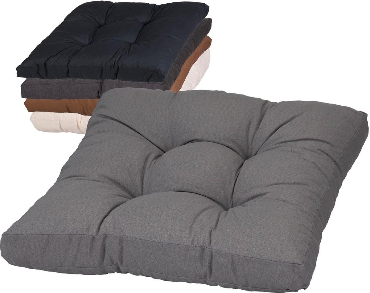 Waterafstotend grijs loungekussen 60 x 60 cm voor tuinmeubelen, UV-bestendig, Öko-Tex getest, zonder schadelijke stoffen.