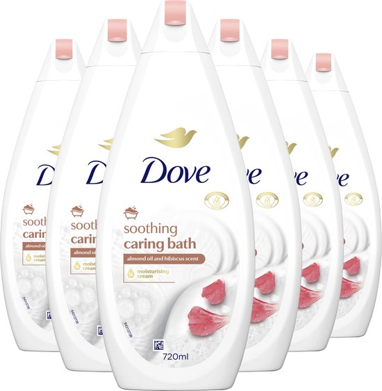Dove Soothing Caring Bath Badcrème - Amandelolie & Hibiscus - 6 x 720 ml - Voordeelverpakking