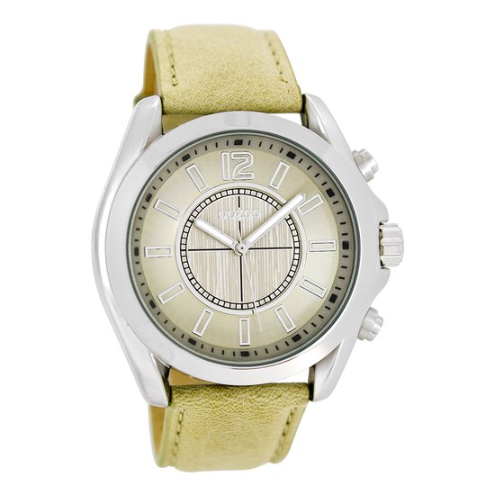 OOZOO Timepieces - Montre argentée avec bracelet en cuir sable - C6245