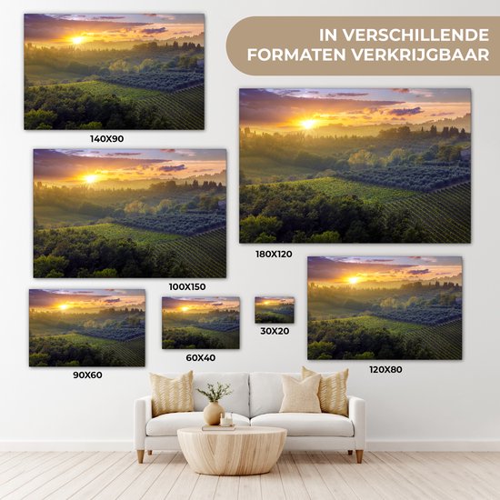 Tableau Toile Toscane - Paysage - Soleil - 150x100 cm - Décoration murale