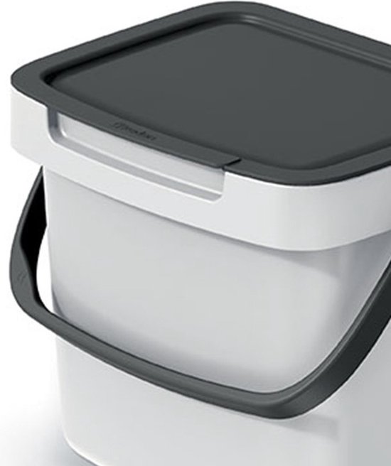 Poubelle de comptoir Keden GFT - 2x - blanc crème - 3L - verrouillable - 19 x 17 x 15 cm - couvercle/poignée - tri des déchets