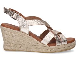 Manfield - Dames - Metallic gouden leren sleehakken - Maat 39
