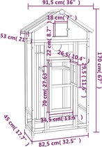 vidaXL Volière 91,5x53x170 cm massief grenenhout bruin