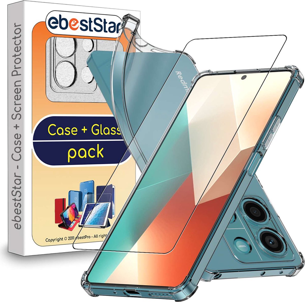 ebestStar - Hoes geschikt voor Xiaomi Redmi Note 13 5G, Silicone Slim Cover Case, Versterkte Hoeken en Randen hoesje, Transparant + Gehard Glas