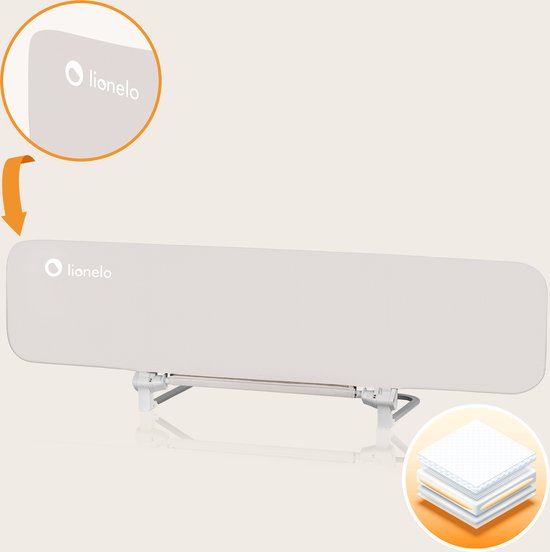 Lionelo Lora XL – Barrière de Lit XL – Pliable & Portable – Extra Longue 150 cm – Installation Facile – Universelle – Matériaux de Haute Qualité