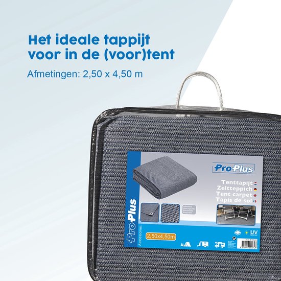 ProPlus Tenttapijt - 250 x 450cm - Tenttapijt Caravan - Gronddoek Tent - Voortenttapijt - Kampeertapijt - Grondzeil - Water - en Vuil Doorlatend - Sterk materiaal - UV-gestabiliseerd - Wasbaar - Blauw/wit van ProPlus — afbeelding 5