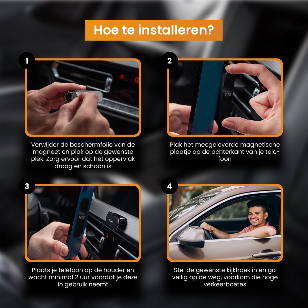R2B Magnetische Telefoonhouder Auto - 360° Rotatie en Kantelbaar - Dashboard/Console - Telefoonhouders Auto - Gsm Houder Auto - Mobiel Houder Auto - Autohouder - Telefoon Houder - Auto Telefoonhouder - Phone Holder Car – foto 8