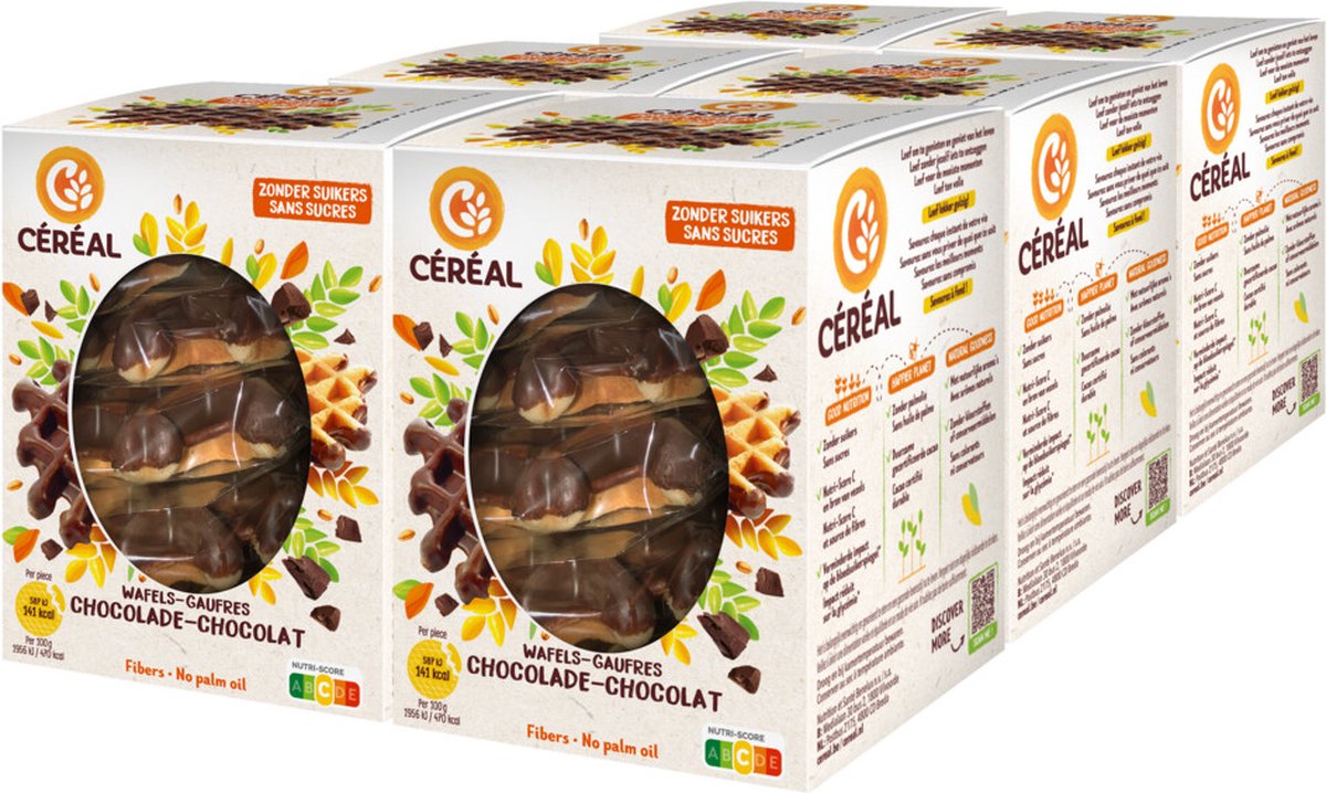 Céréal Wafels Chocolade - 6 x 5 stuks - Voordeelverpakking