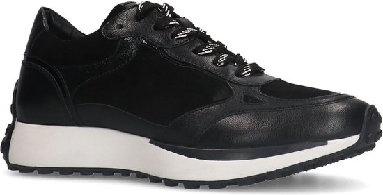 No Stress Dames Zwarte leren sneakers met details Maat 36 bol