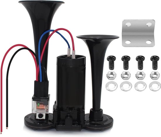 Klaxon à Air Comprimé Pour Camion - 150 DB, Double Tube, 12V - Noir, Super Puissant - 12