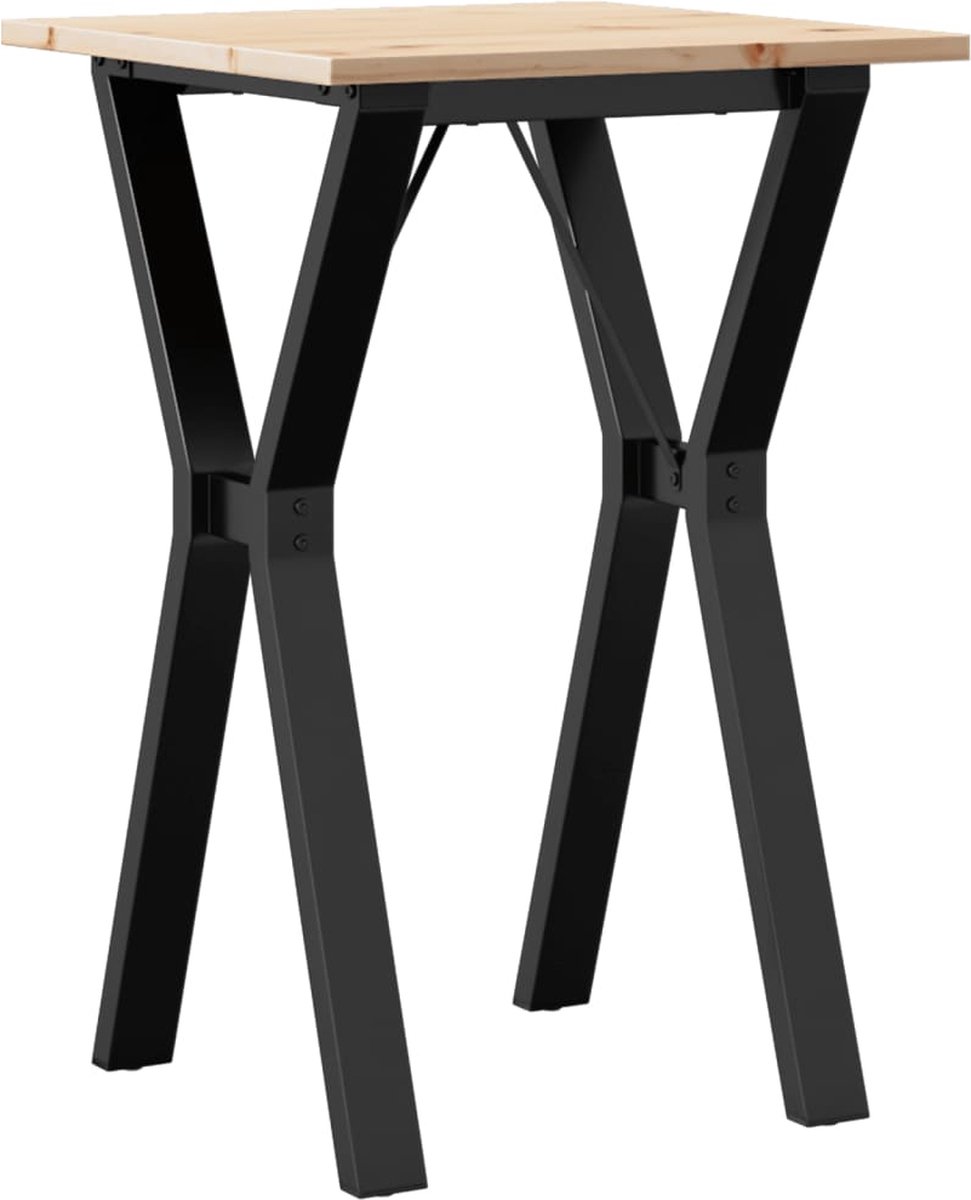 vidaXL Eettafel - Y-frame - 50x50x75 - cm - massief - grenenhout - en - staal Bruin