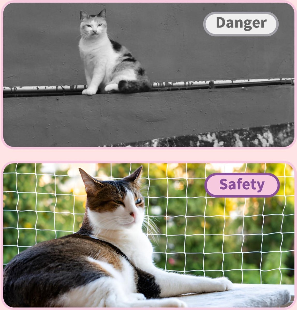Aystkniet Kattennet Voor Balkon, Zonder Boren, Incl. Kleefhaken En Uv Bestendig Kattenbeschermingsnet