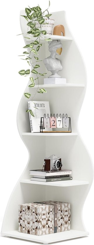 Tribesigns Boekenkast - Hoekplank met 5 planken - 50 x 48 x 179 cm - Modern Stroomlijn Het Ontwerp - Wit