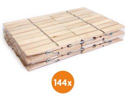 LaundrySpecialist 144x Houten Wasknijpers (100mm) - Wasknijpers - Wasknijpers hout - 144 stuks - Knijpers - Houten Knijpers