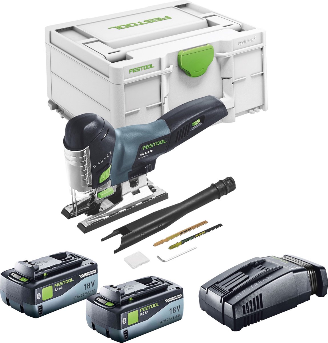 Festool CARVEX PSC 420 Basic accu-pendeldecoupeerzaag 18 V 120 mm borstelloos + 2x accu 8.0 Ah + snellader + Systainer