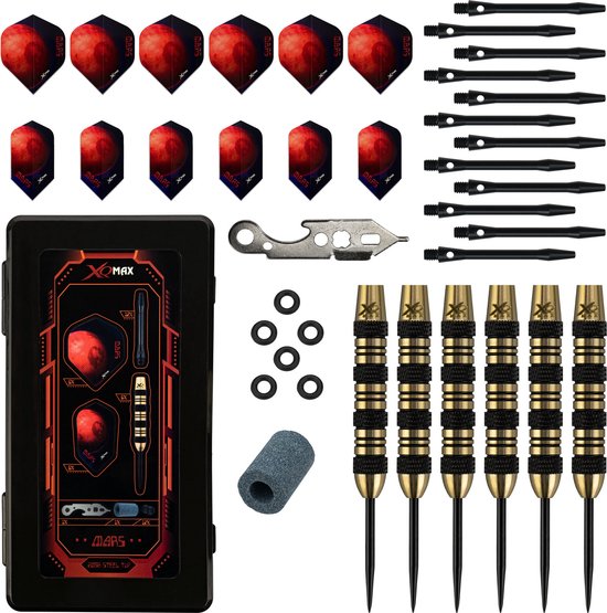 KOTO Mars Brass Darts Set, 20 Gram Steeltip Dartpijl Van Messing, Professionele Stalen Punt DartSet Met 6 Pijlen en 12 Aluminium Shafts, Geschenkverpackung van KOTO — afbeelding 3