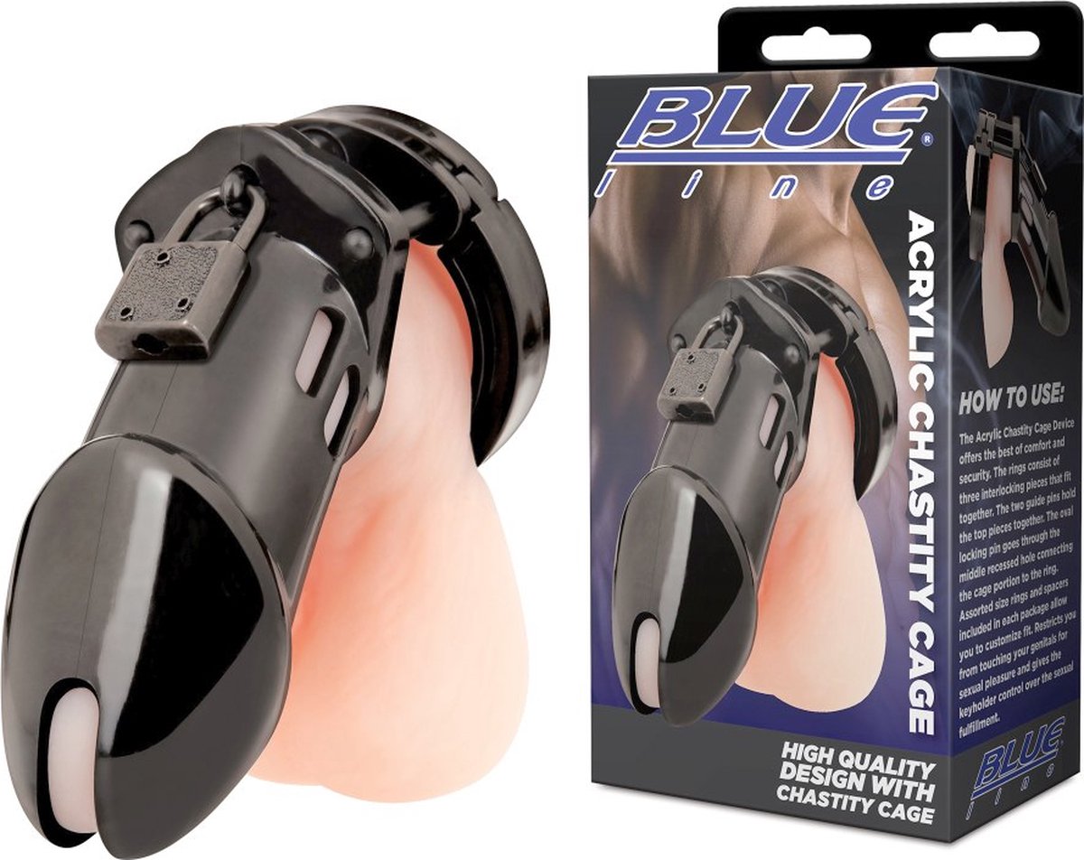 Goedkoopste Blueline - Acrylic See-Thru Chastity Cage Kuisheidskooi - Zwart