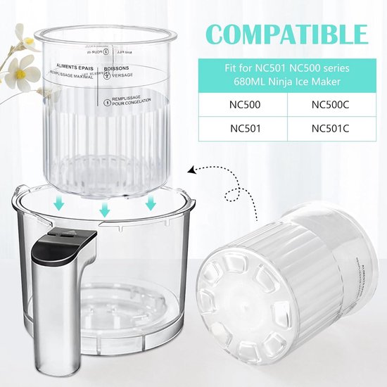 Vervangende ijscontainers - 2 stuks - ijspotjes voor Ninja Creami - punten ijscrème - accessoires - NC500 NC500C NC501 NC501C serie van VER — afbeelding 2